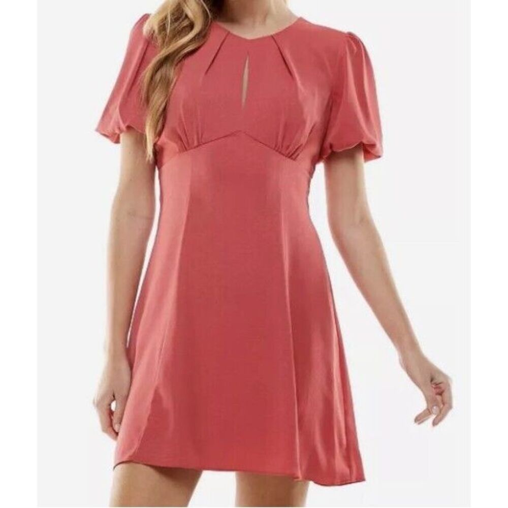 City Studio Womens Mini‎ Dress Puff Sleeve Bow Open Back High Waist Red 7 NEW
